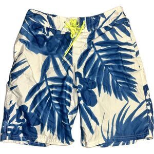 American‎ Eagle Board Shorts Men's Size Small Swim Trunks Floral Blue Drawstring